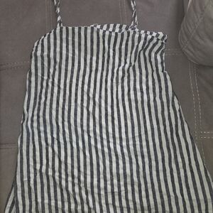 Grey and White Striped Mini Dress